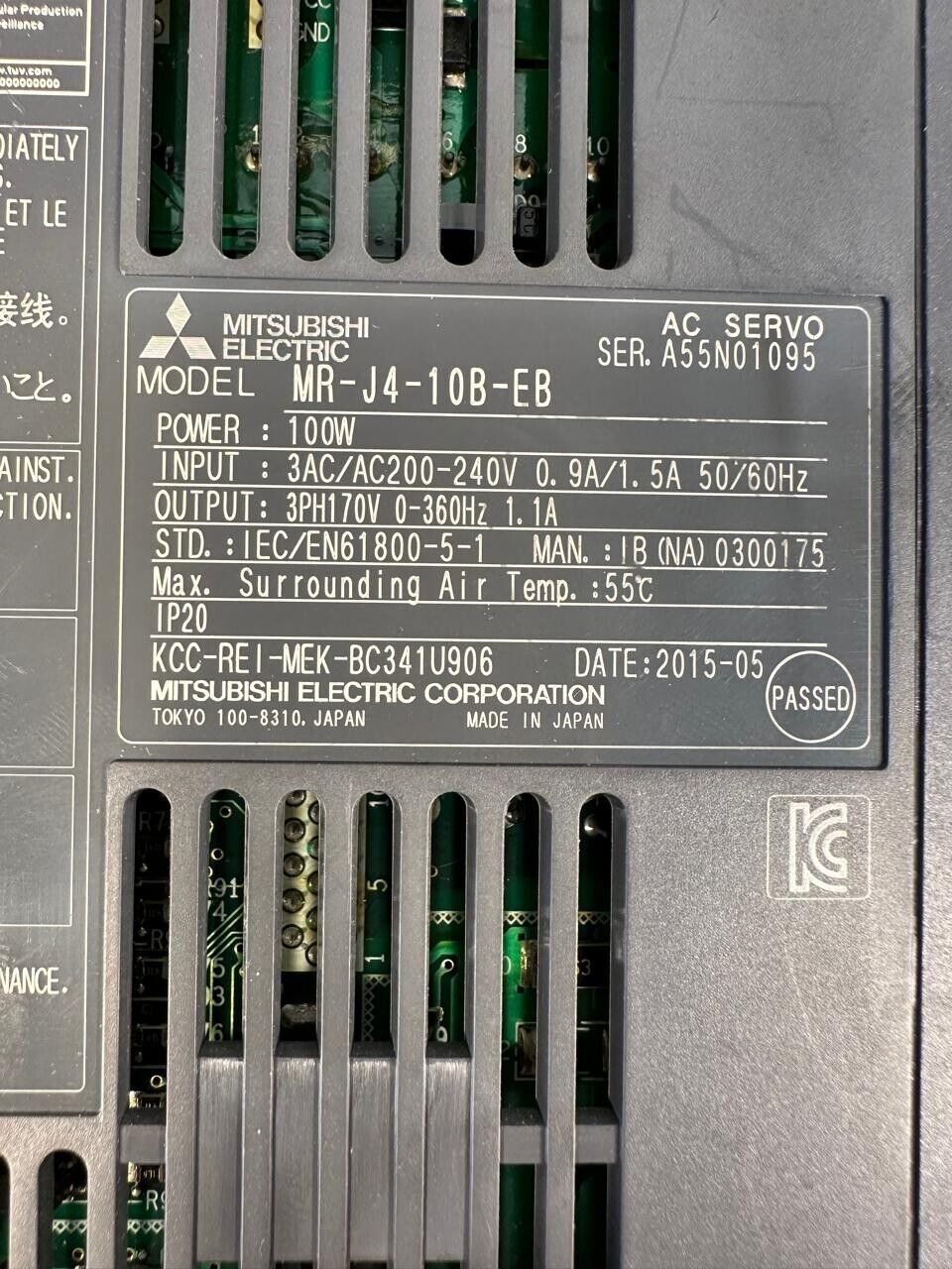 Mitsubishi MR-J4-10B-EB Ac Servo Drive3Ph 170v 0-360hz (1D-03)