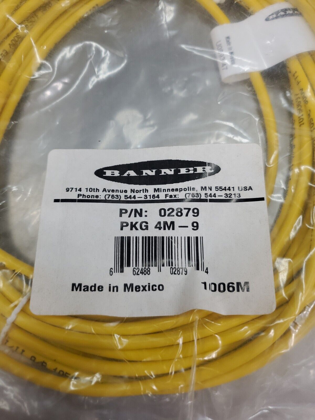 BANNER PKG 4M-9 (02879) CONNECTOR QUICK DISCONNECT CABLE FEMALE.         5A-12/4