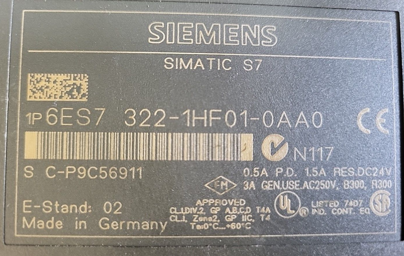 Siemens     6ES7322-1HF01-0AA0       Simatic S7 (BIN  4.5.4 )