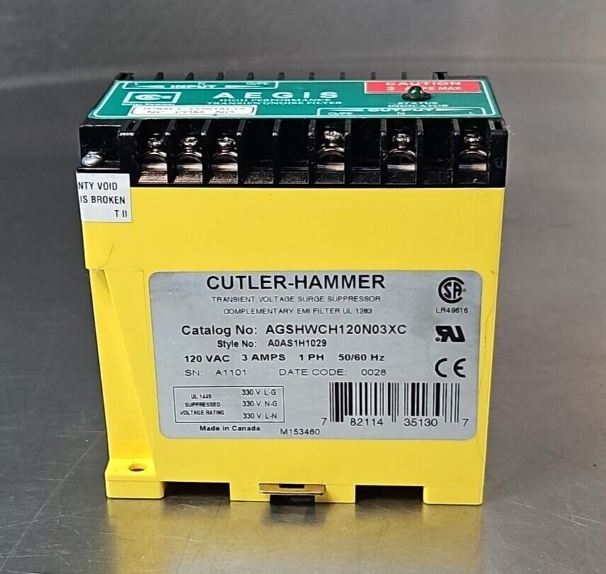 Cutler Hammer AGSHWCH120N03XC Transient Voltage Surge Suppressor (BIN3.4 .5)