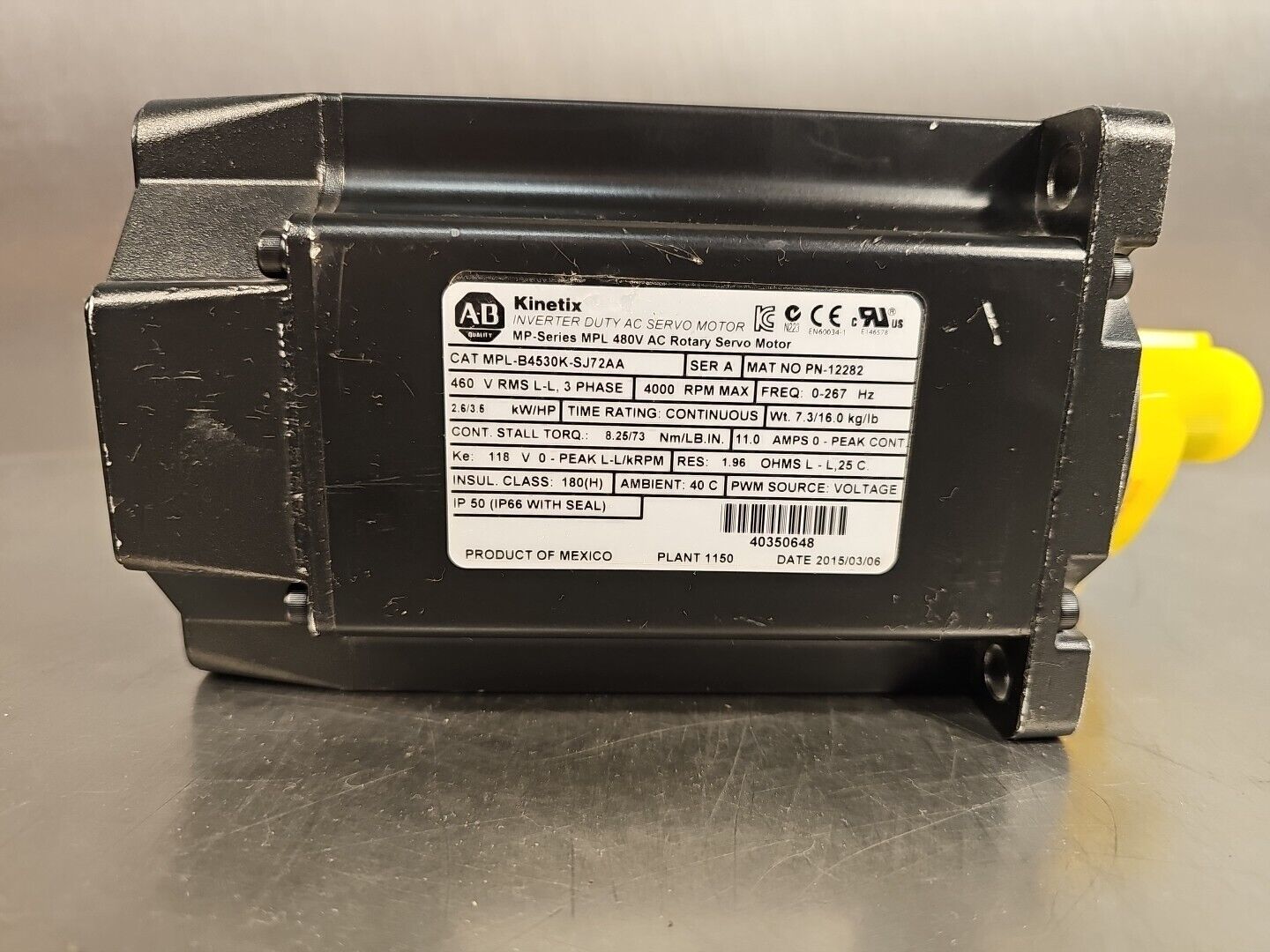 ALLEN BRADLEY MPL-B4530K-SJ72AA SER A  SERVO MOTOR 4000rpm Loc.1G1