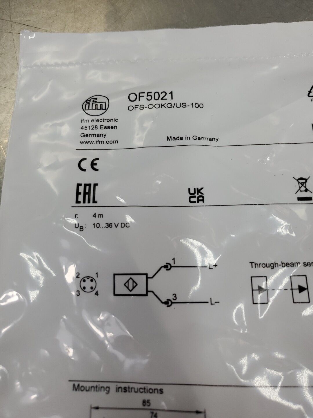 IFM OF5021 Proximity Switch Sensor, 10-36VDC.                            5E-36/2