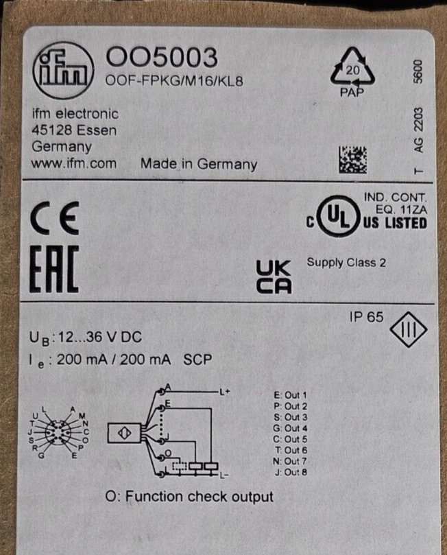 IFM OO5003 00F-FPKG /M16/KL8 Fiber Optic Amplifier Sensor                loc5D15