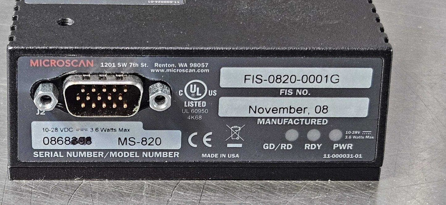 Microscan 820 FIS-0820-0001G Laser Barcode Reader                      loc5E5(2)