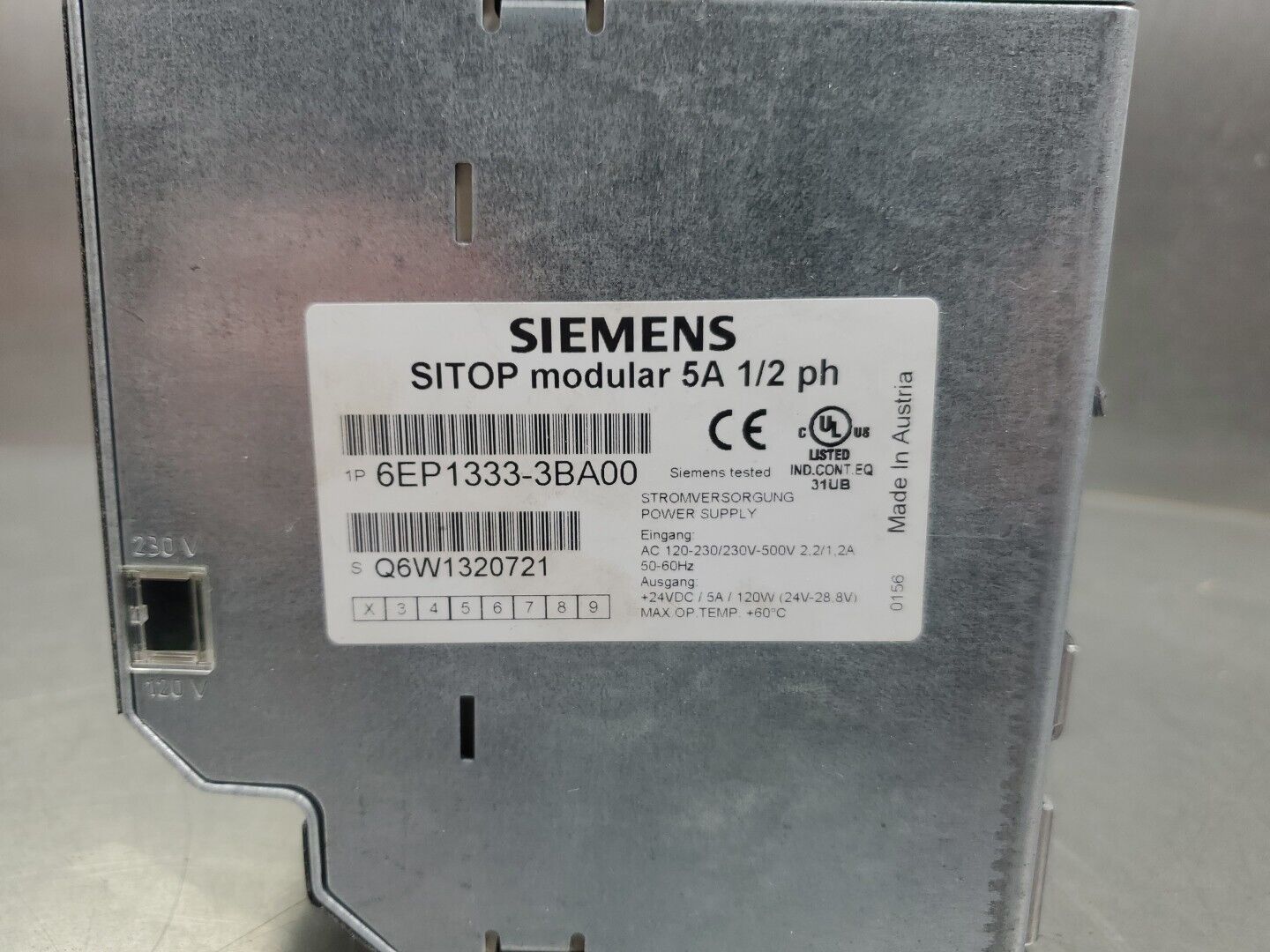 SIEMENS 6EP1333-3BA00 SITOP Modular 5A 1/2Ph Power Supply.                 4A-34