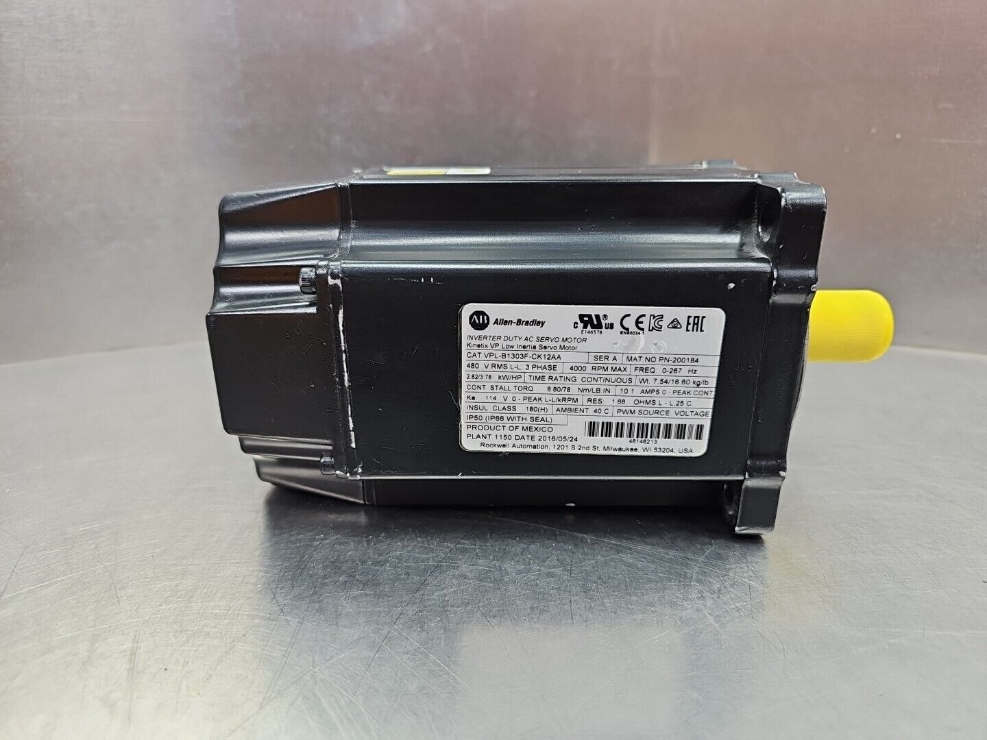 Allen-Bradley VPL-B1303F-CK12AA Kinetix 4000rpm Motor.                        1E