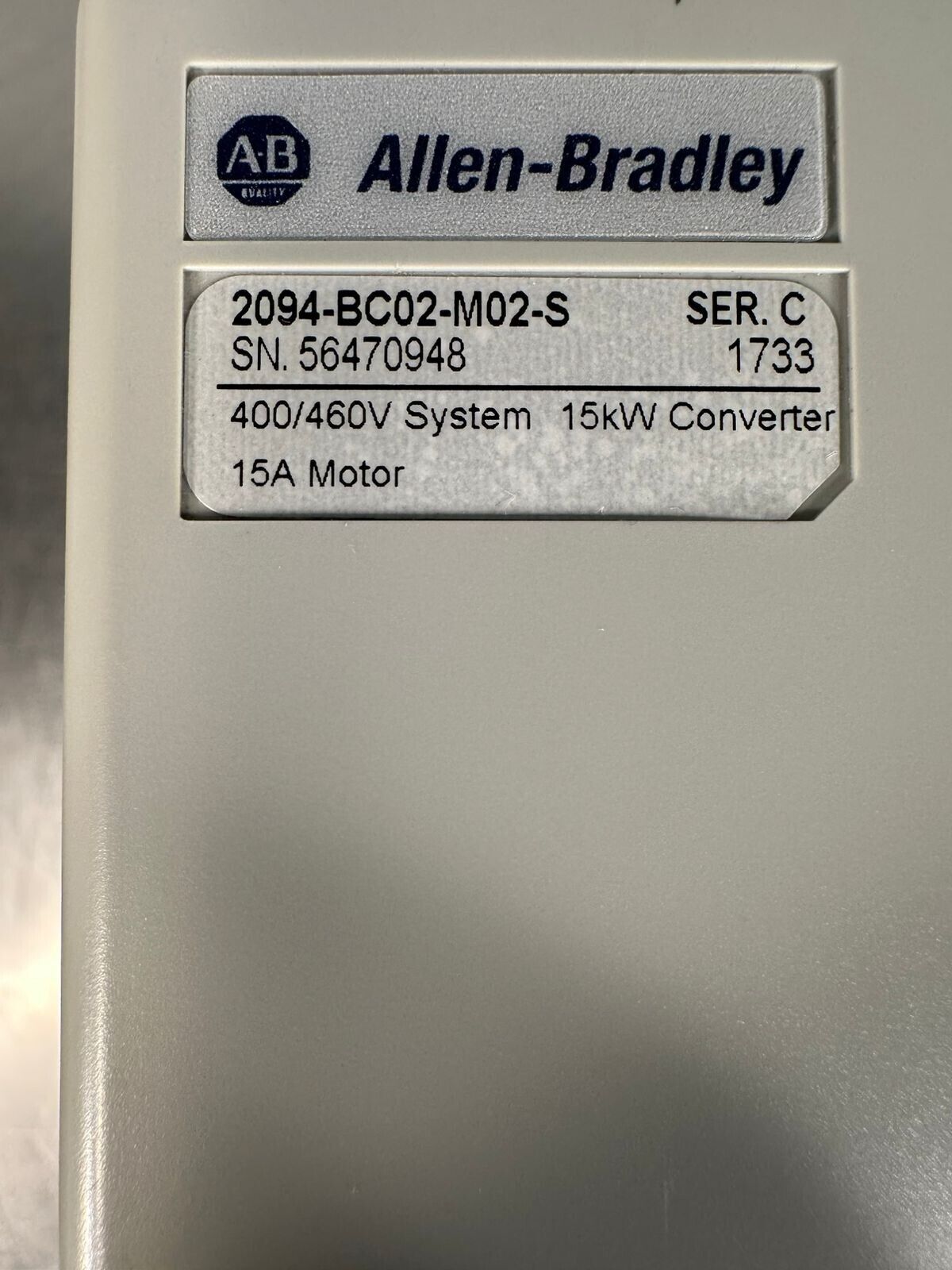 Allen-Bradley 2094-BC02-M02-S  SER C kinetix6000 15A               (1C-23)