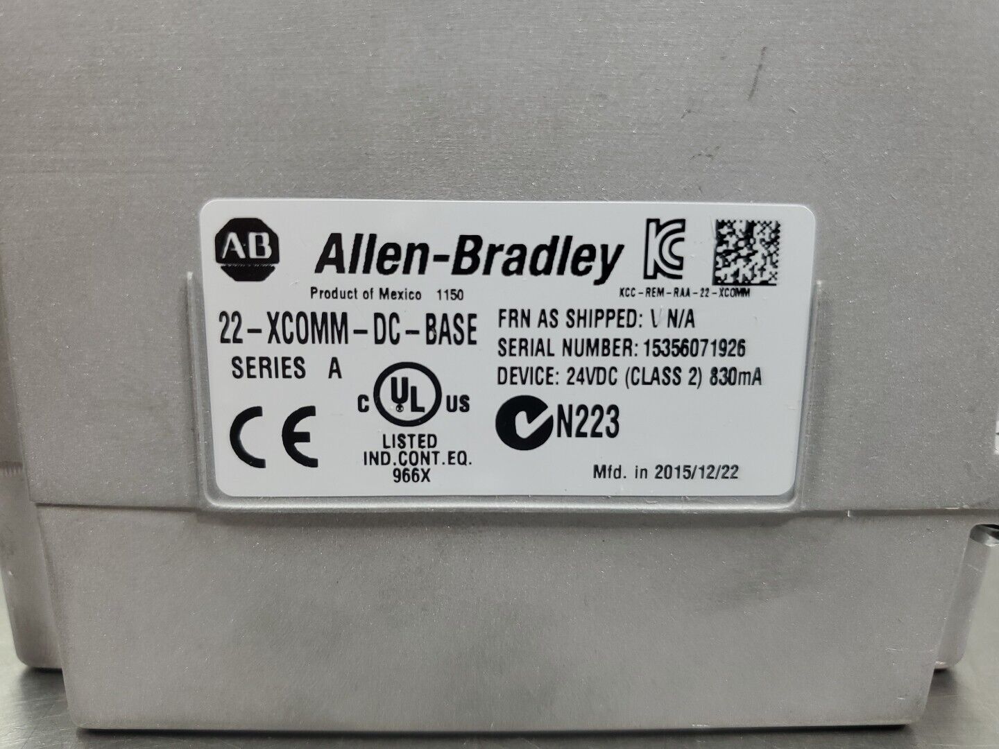 Allen Bradley 22-XCOMM-DC-BASE Ser A Network Module, 24VDC.                3E-33