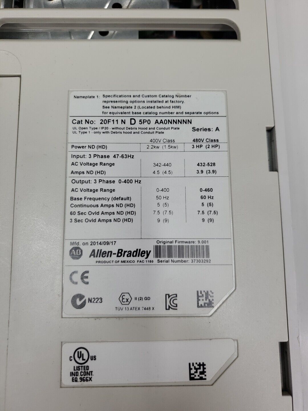 Allen Bradley 20F11ND5P0AA0NNNNN PowerFlex 753 Drive, 3HP (REFURB)         1C-06