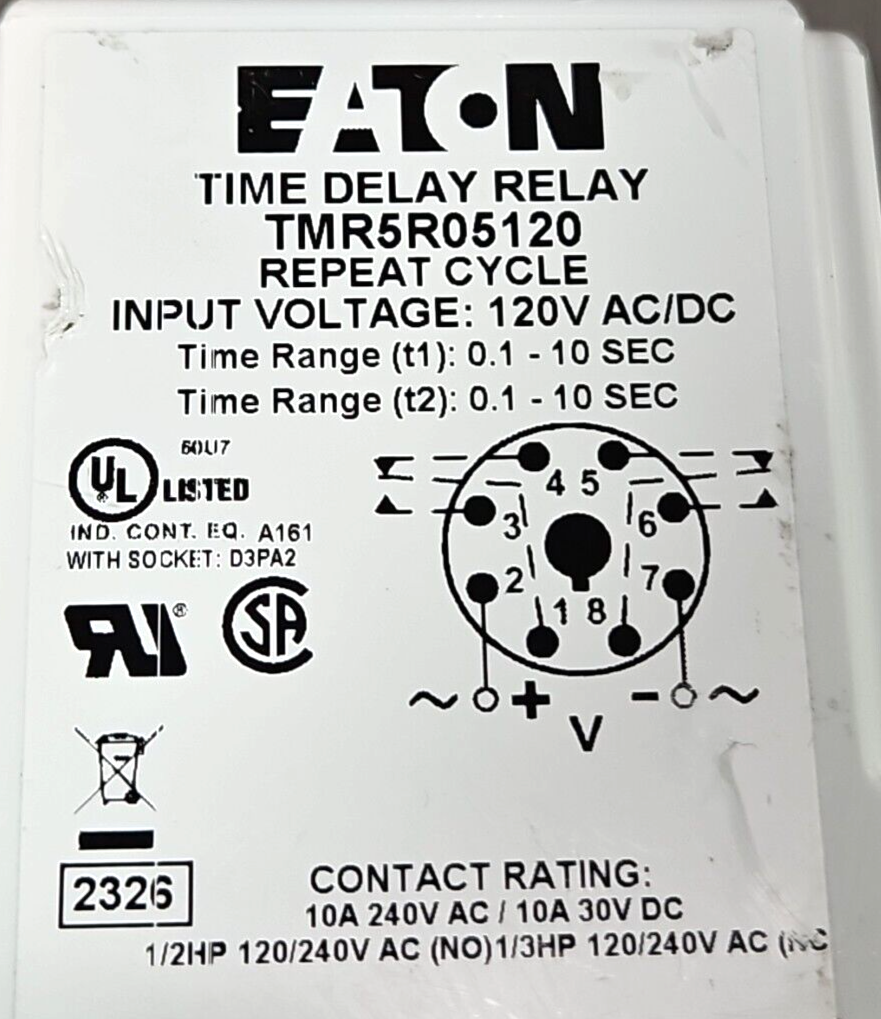 Eaton TMR5R05120 Time Relay Delay Repeat Cycle    (BIN2.3.3)