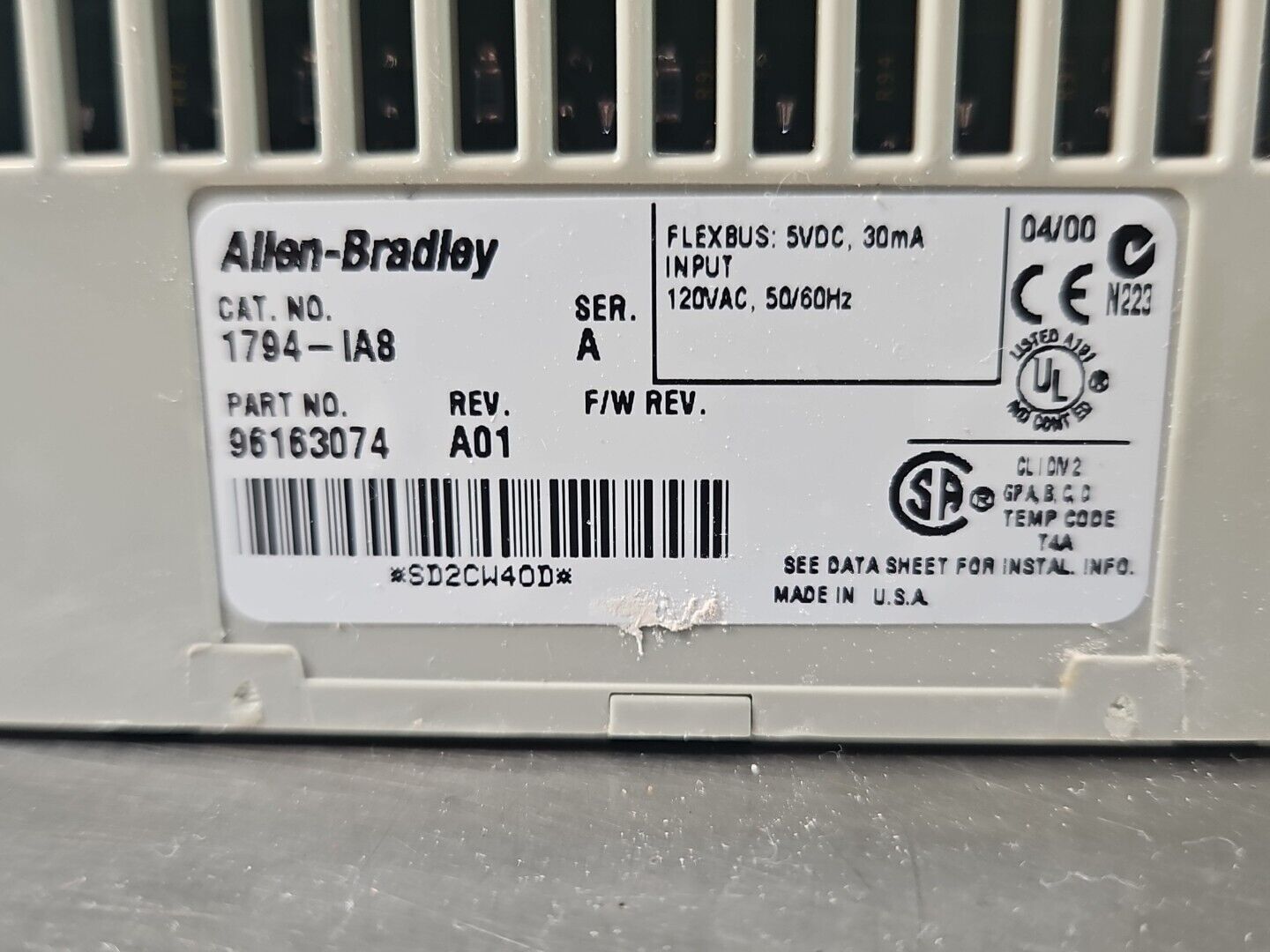 Allen Bradley 1794-IA8 Ser A Flex I/o Output Module                      loc3D42