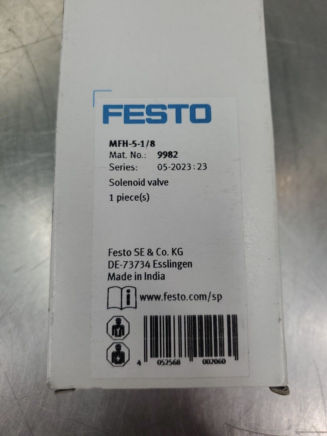 FESTO MFH-5-1/8 (9982) Solenoid Valve ( NEW IN BOX)                        6D-23