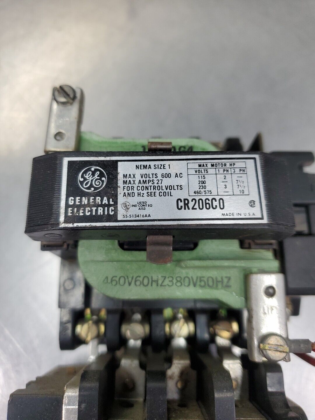 General Electric CR206C0 NEMA 1 Motor Starter Relay, 600V 27A.             4D-12