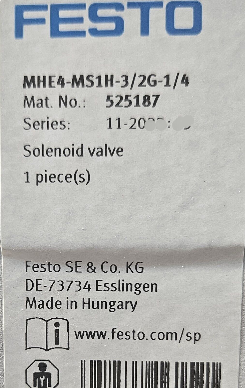 Festo MHE4-MS1H-3/2G-1/4 Solenoid Valve                                  loc4C29