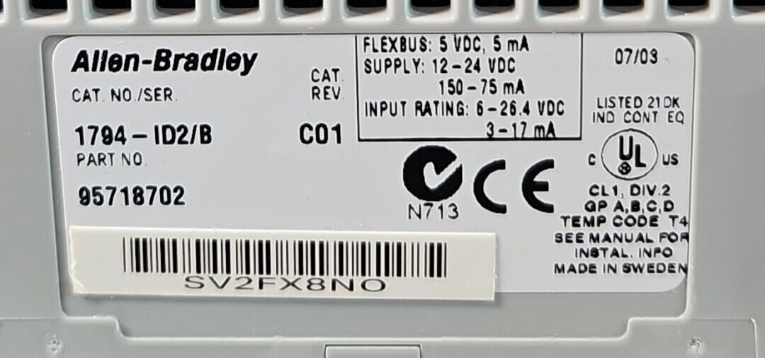 Allen-Bradley 1794-ID2 Ser B FLEX I/O Input Module                       loc4C17