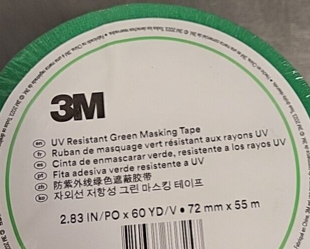 3M UV  UU 0125-0622-4  Resistant Green Masking Tape  72mmx55m  (BIN 3.4.4)