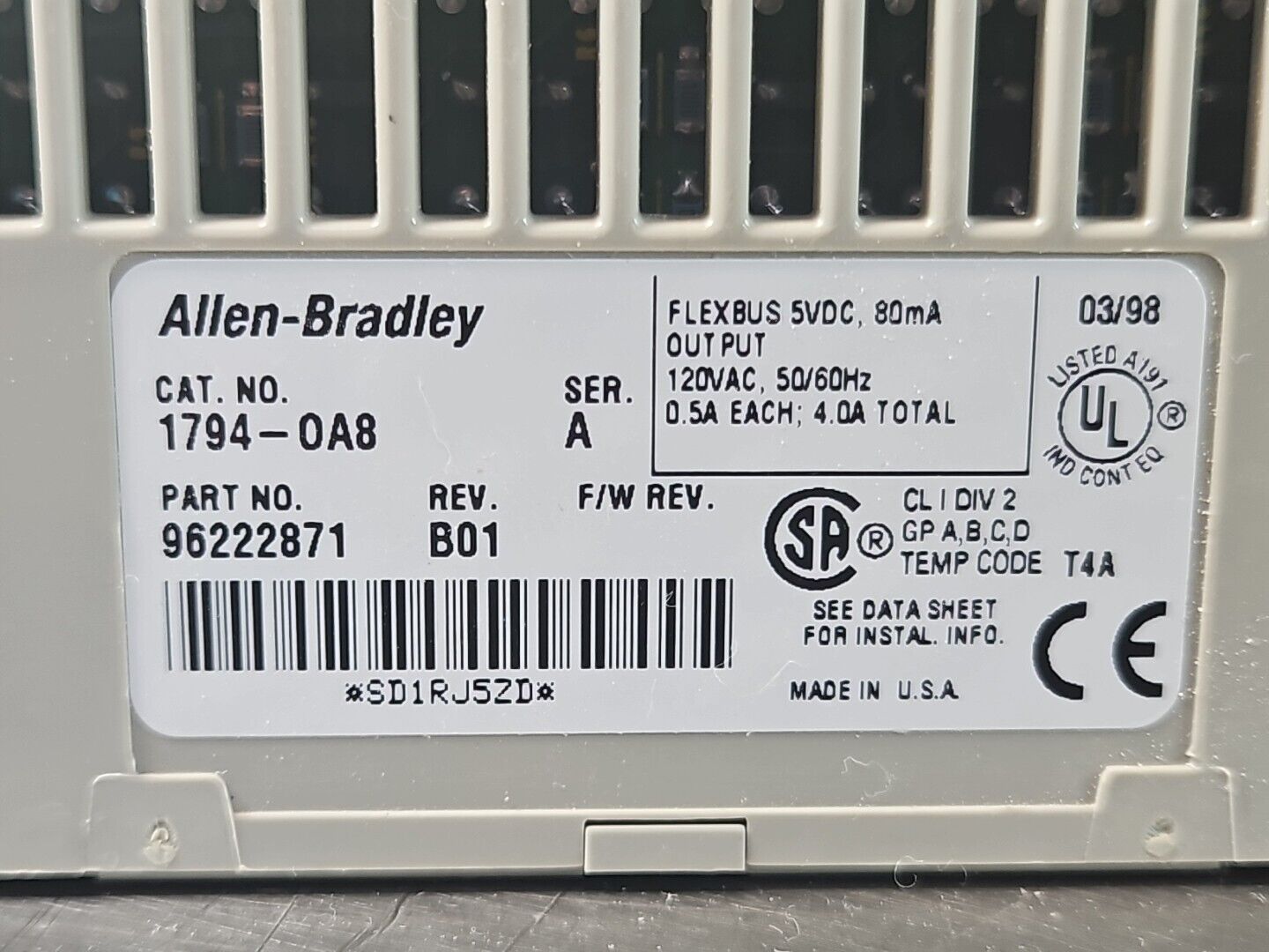 Allen Bradley 1794-0A8 Ser A Flex I/o Output Module                      loc3E25