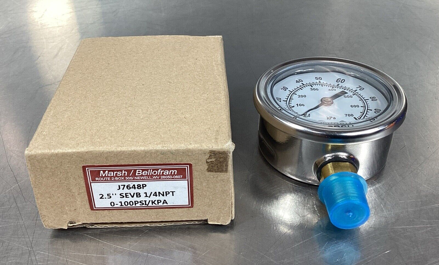 Marsh  J7648P  Liquid Filled Pressure Gauge 0-100 PSI 1/4" NPT      6C-4