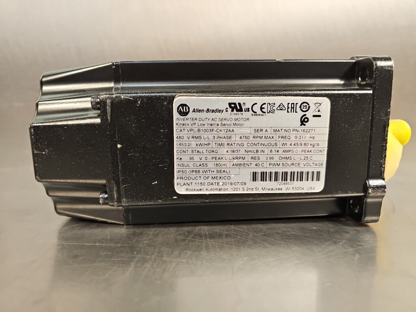 Allen-Bradley VPL-B1003F-CK12AA Kinetix Motor 4750rpm Loc1G-1