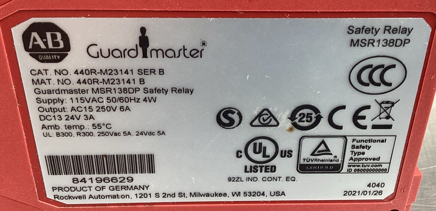 ALLEN BRADLEY 440R-M23141 Ser B Guardmaster Safety Relay.                 5B-3