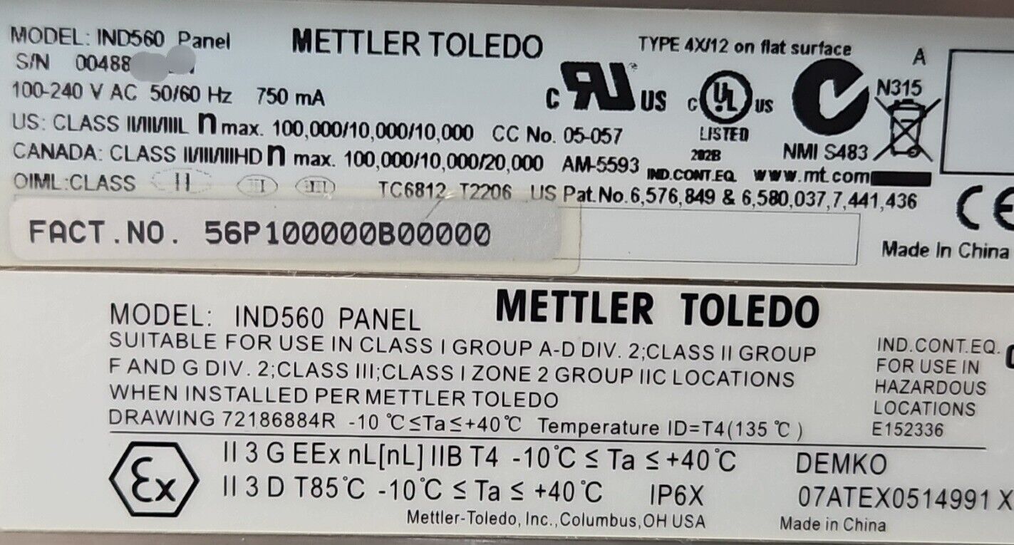 Mettler Toledo IND560 Weighing Display Controller                        loc1C41