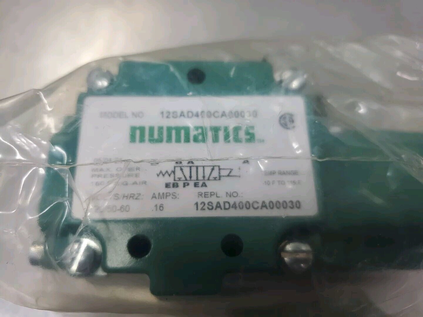 Numatics 12SAD400CA00030 150PSIG 120V Valve Manifold.                      6A-10