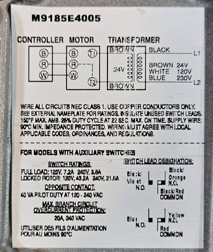 Honeywell M9185E4005 Modutrol IV Motor 24 v 50/60Hz                       loc1C6