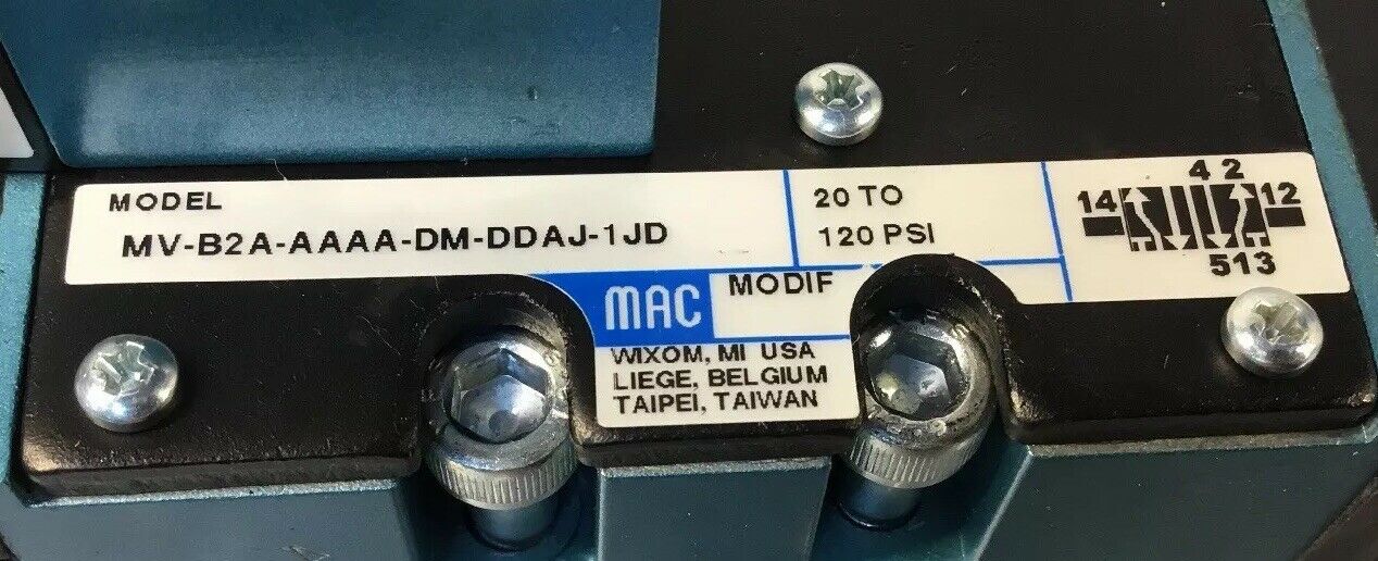 MAC MV-B2A-AAAA-DM-DDAJ-1JD w/ DMB-DDAJ-1JD Pneumatic Valve  Loc.6C