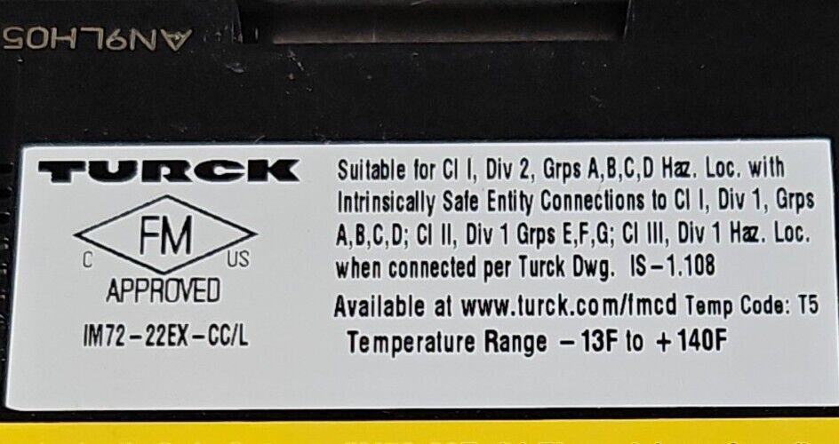 TURCK IM72-22EX/L Solenoid Driver Module                                Loc3A-30