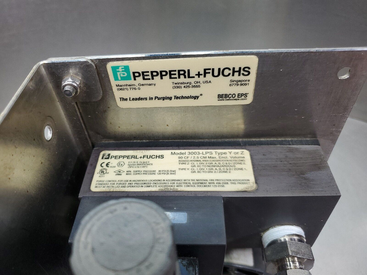 Pepperl+Fuchs Model 3003-LPS-CI Type Y or Z Enclosure Pres. Control Valve  6E-20