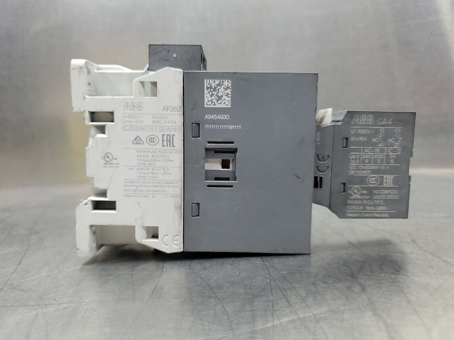 ABB AF26Z-40-00-21 CONTACTOR w/CA4-10 Connector.                            4E-5