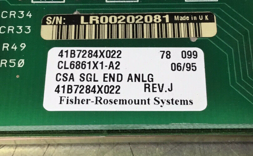 Fisher - Rosemount 41B7284X022  Analog Termination Panel CL6861X1-A2     3B