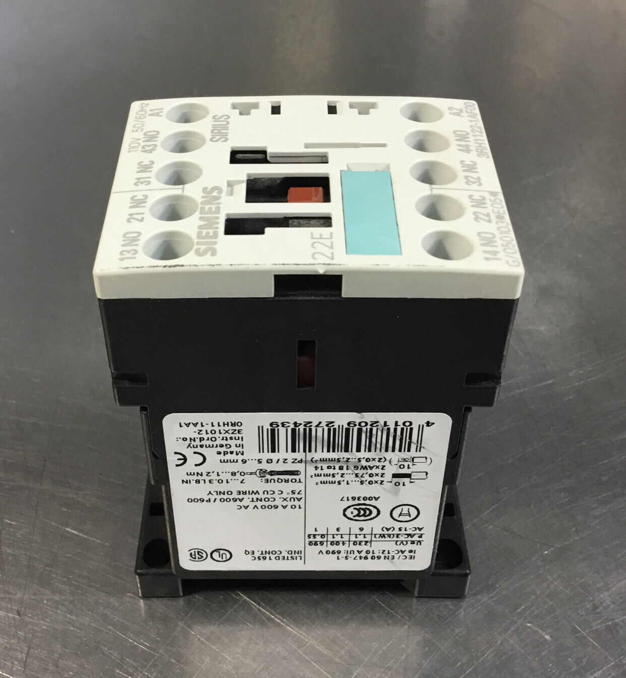 Siemens  3RH1122-1AF00  Auxiliary Contactor Relay 110V      4G