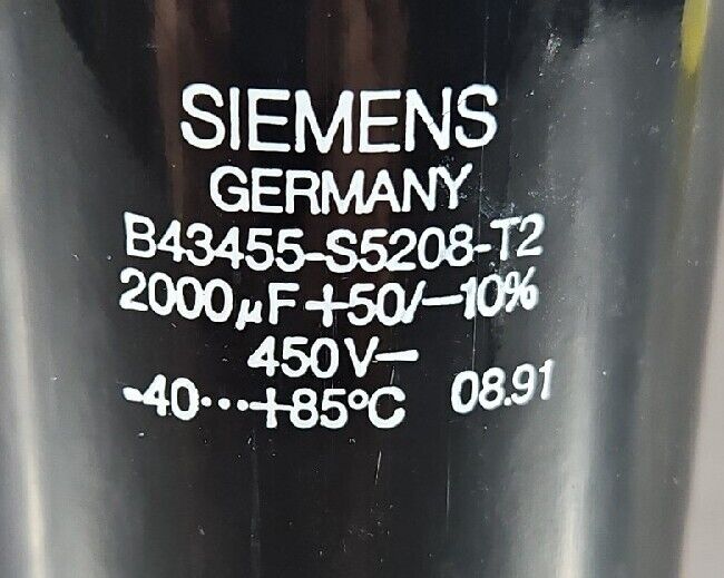 Siemens B43455-S5208-T2 Electric Capacitor 450v 2000 uF.               Loc 4A-27