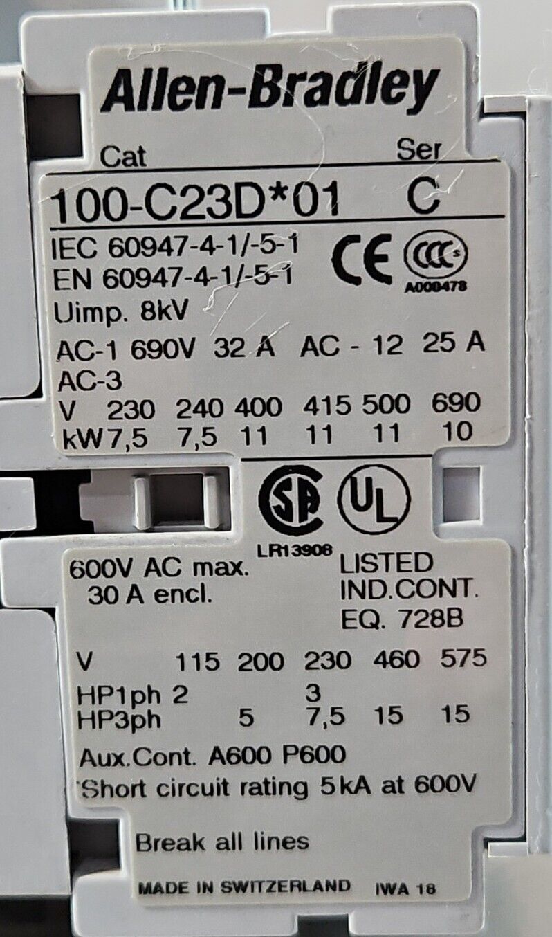 Allen-Bradley 100-C23D*01 Ser C Motor Starter with 100-FSV55/A.            4D-20