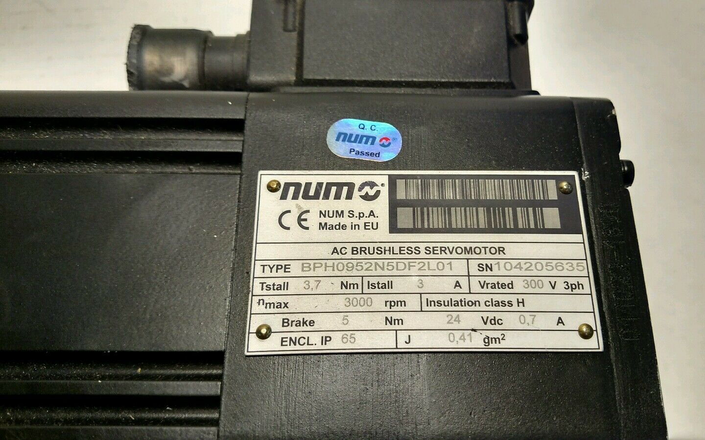 NUM AC Brushless ServoMotor BPH0952N5DF2L01 **Excellent Shape**.   Bin#1