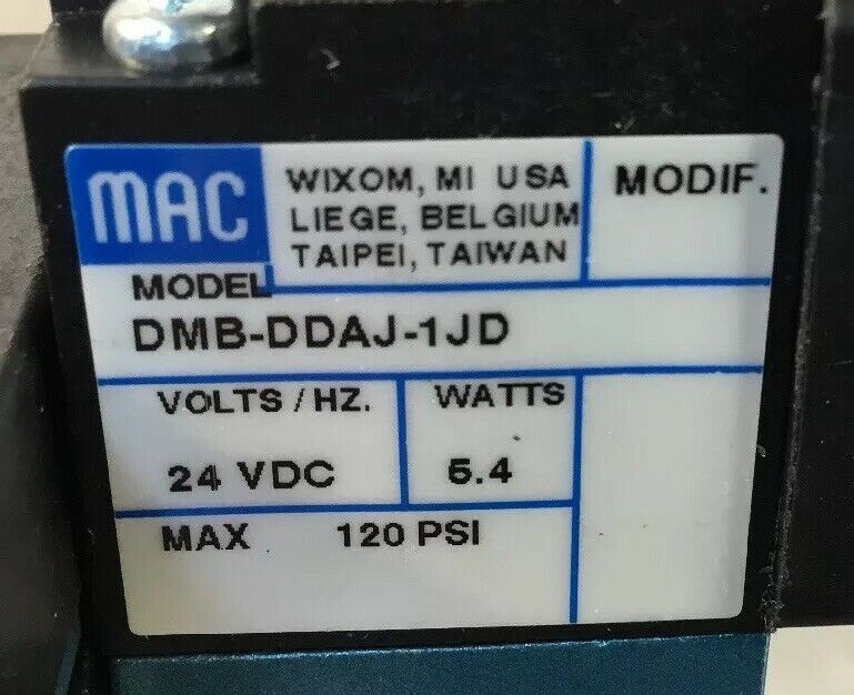 MAC MV-B2A-AAAA-DM-DDAJ-1JD w/ DMB-DDAJ-1JD Pneumatic Valve  Loc.6C