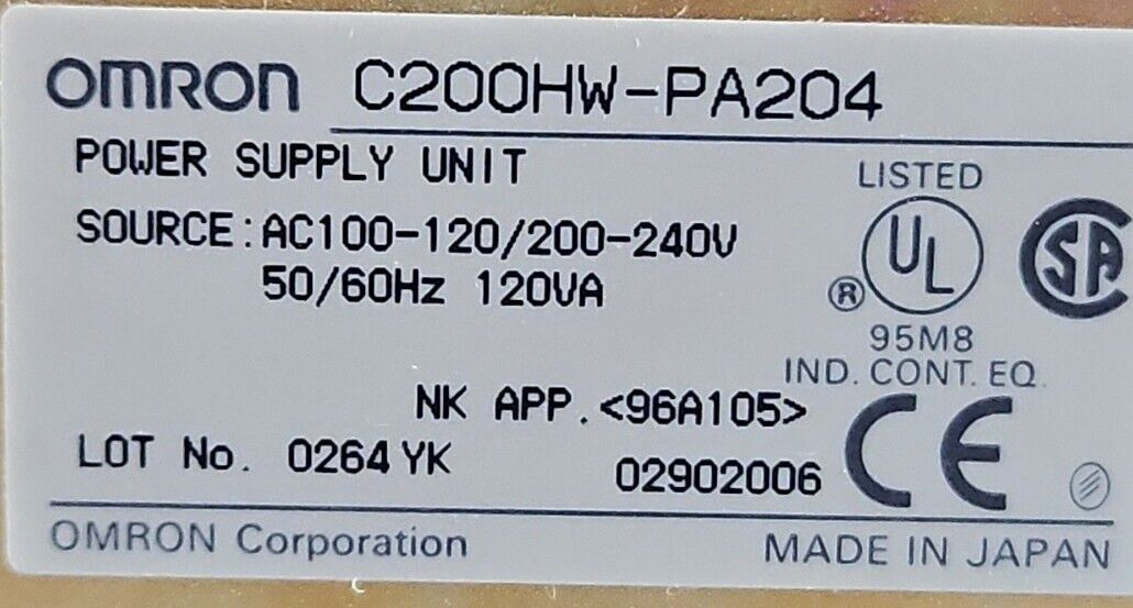 Omron C200HW-PA204 Power Supply.                                          4D-23