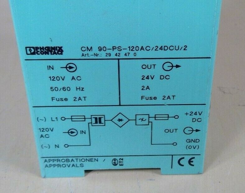 Phoenix Contact CM 90-PS-120AC/24DCU/2 ( 2942470 ) Power Supply             4E-9