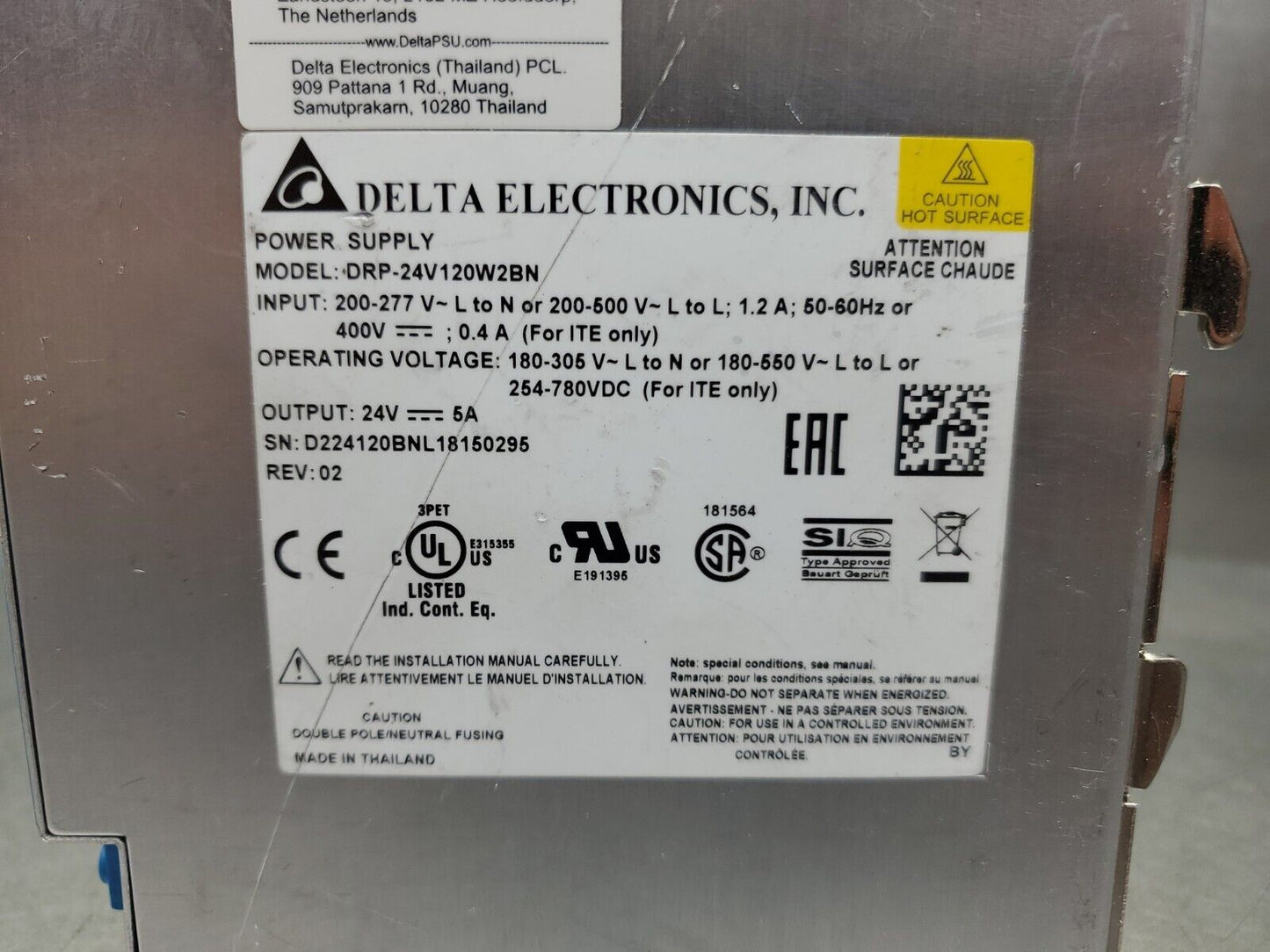 Delta DRP-24V120W2BN 24VDC 5A Power Supply.                                 4B-1