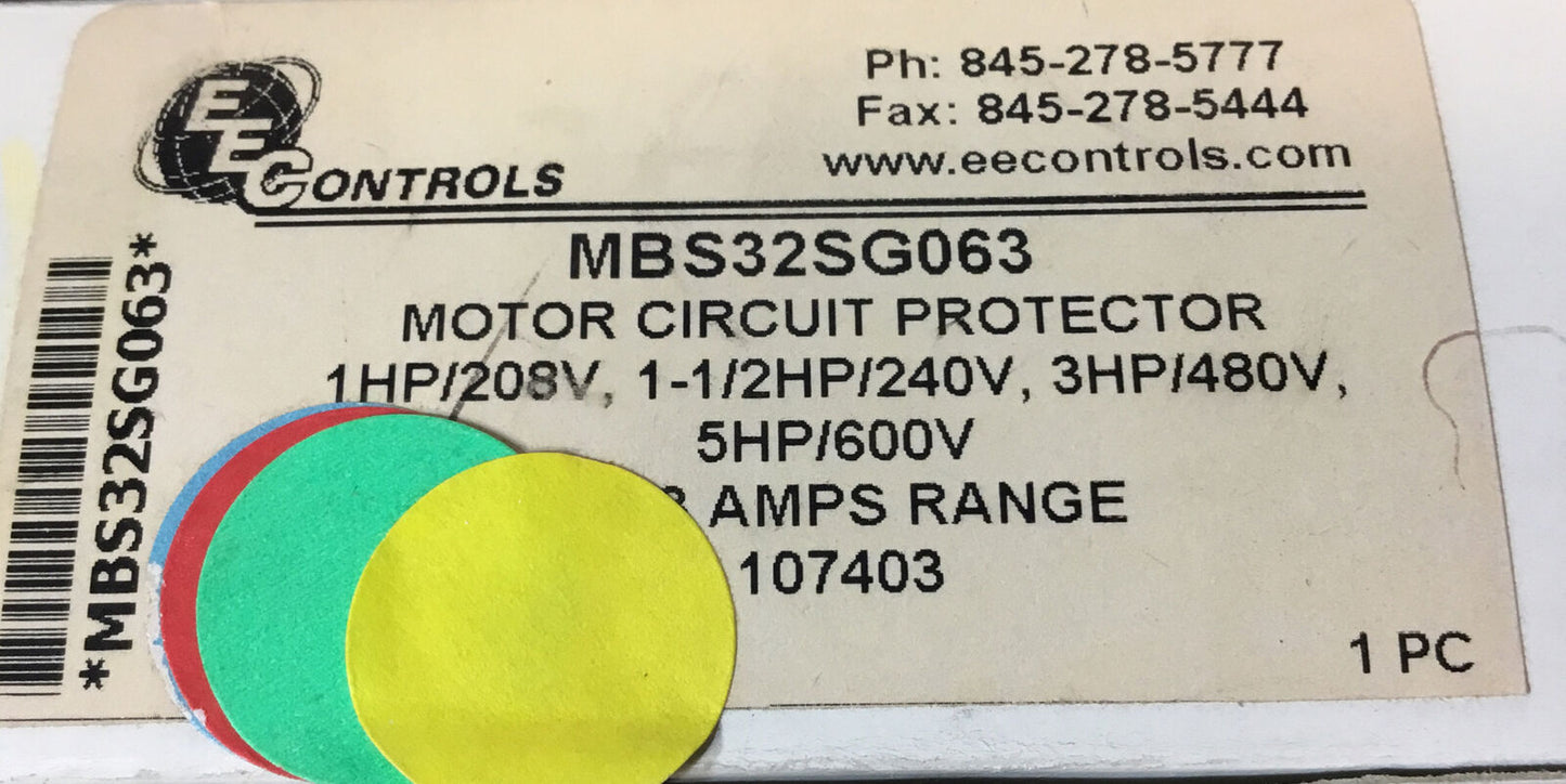 AEG Motor Protection  MBS32SG063  107403  4-6.3A 3 Pole.   4C