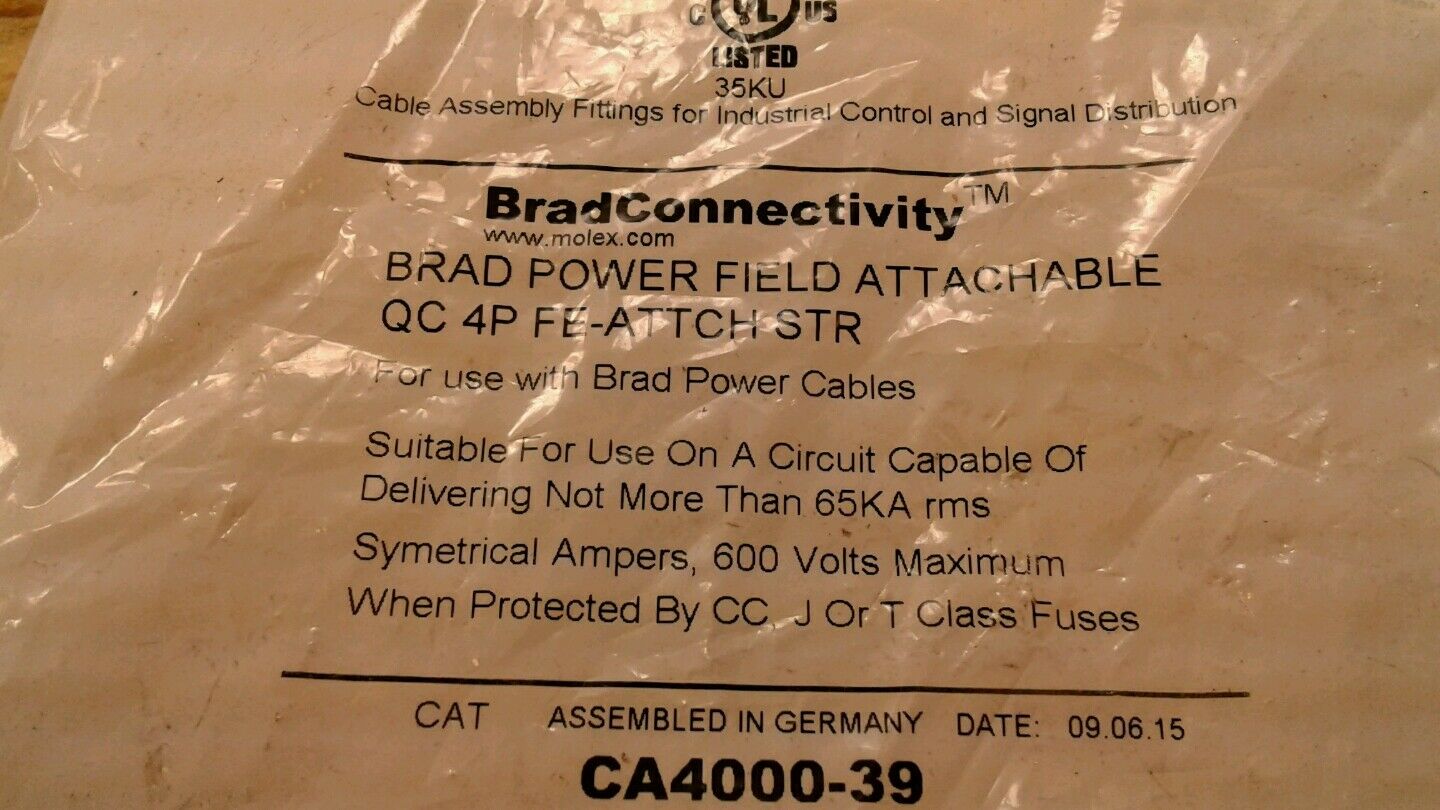 Brad Connectivity CA4000-39 Brad Power Field Attachable QC 4P FE-ATTCH STR   4B