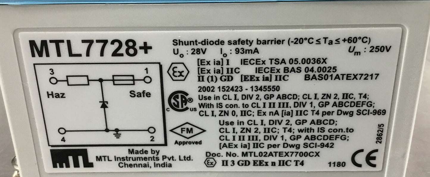 MTL INSTRUMENTS  MTL7728+  SAFETY BARRIER 28V, 93mA      5E-15