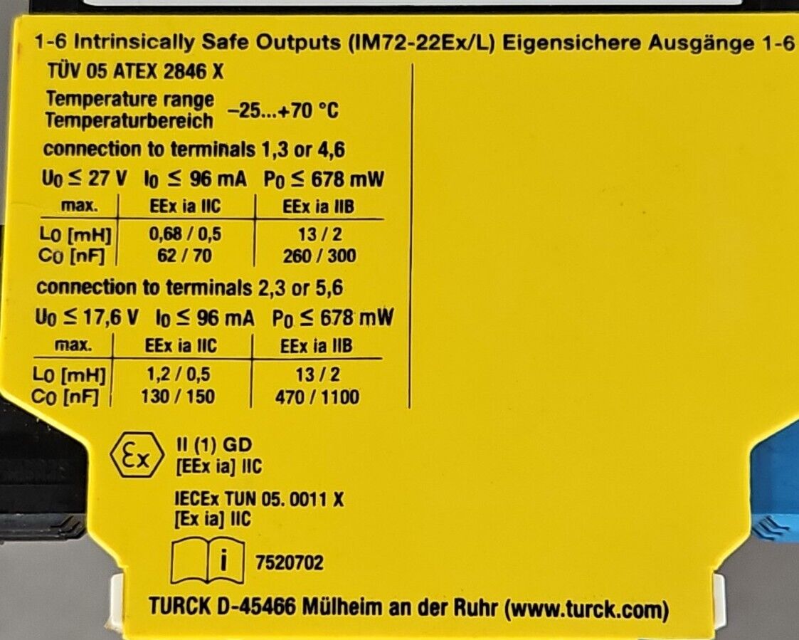 TURCK IM72-22EX/L Solenoid Driver Module                                Loc3A-30