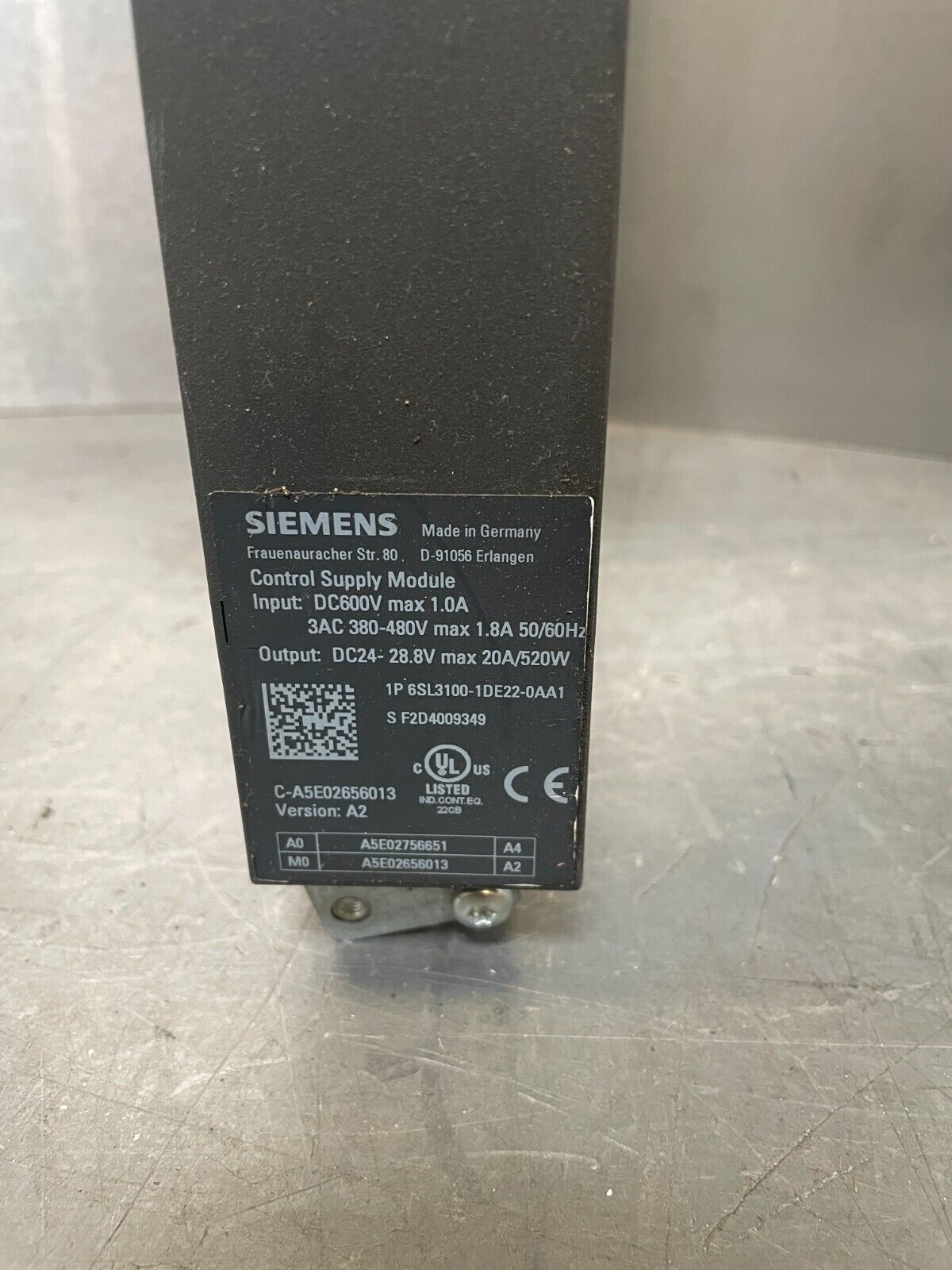 Siemens D-91056 Black & Silver Input 600-Volt DC Single Motor Module