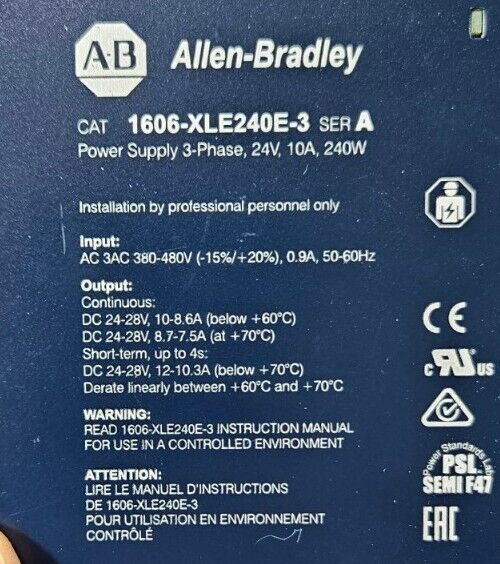 Allen-Bradley 1606-XLE240E-3 Ser A. Power Supply                           4E-18