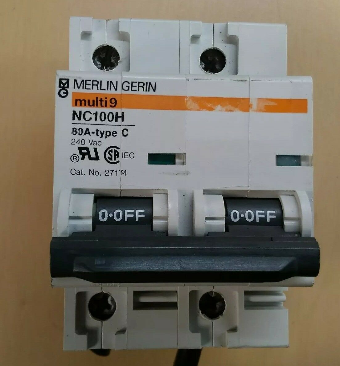 MERLIN GERIN MULTI 9 NC100H 80A-TYPE C CIRCUIT BREAKER , CAT. NO. 27174     4E-8