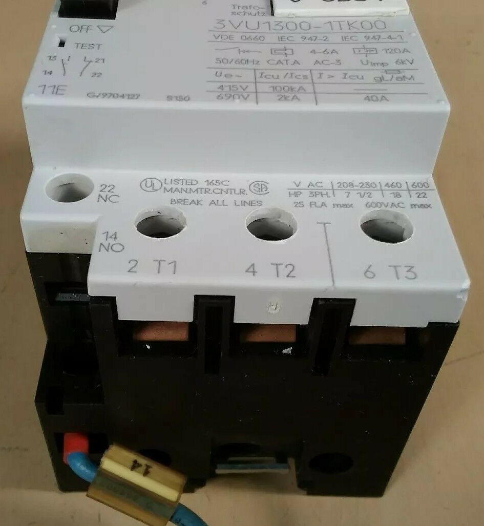 SIEMENS 3VU1300-1TK00 600V MOTOR PROTECTOR STARTER                         4E-13