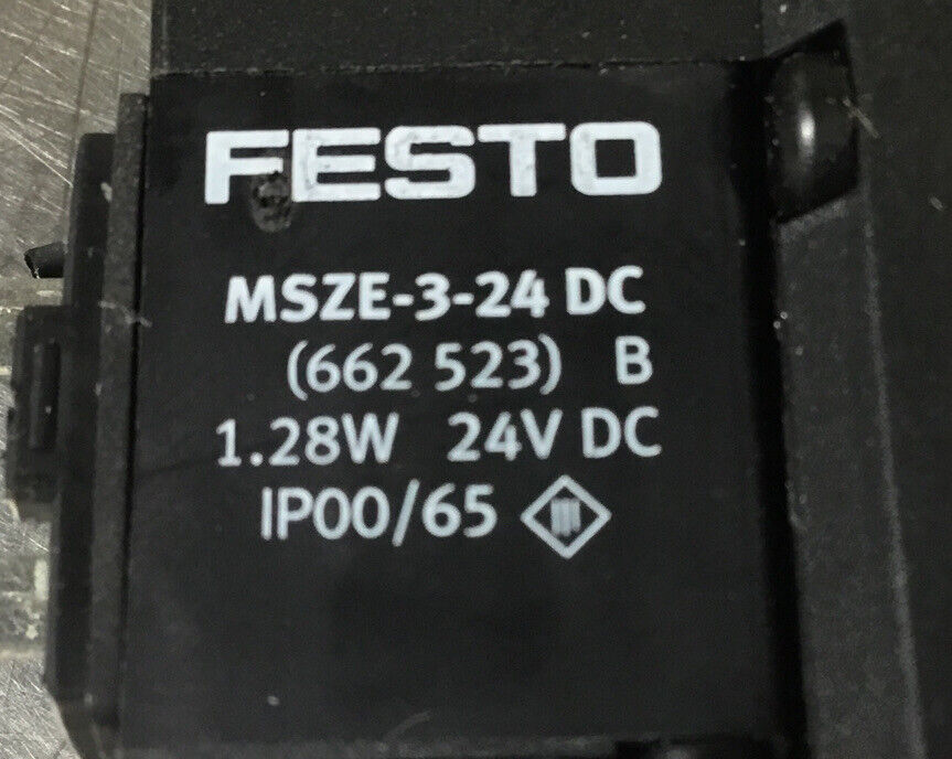 FESTO CPE14-M1BH-5/3GS-1/8 196938 Solenoid Valve + (2) 663523 Coils 24VDC   6B