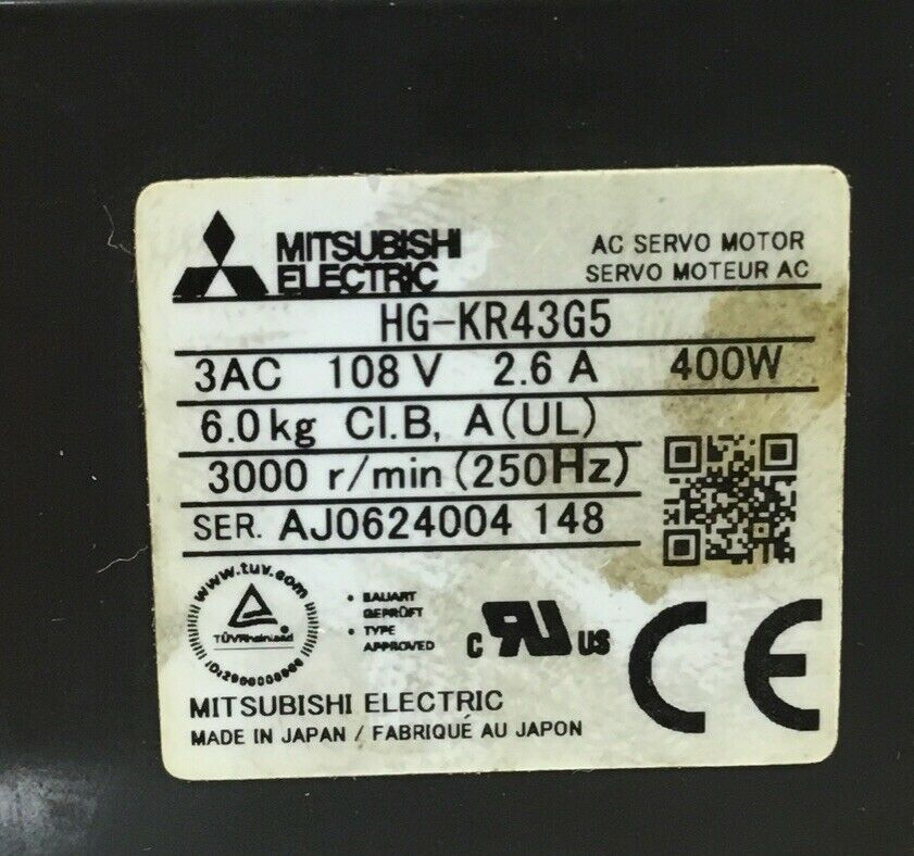 MITSUBISHI HG-KR43G5 Servo Motor 400W 3000RPM 108V 2.6A    1D